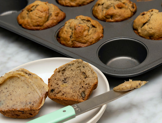 Salted Honey Brown Butter Banana Muffins